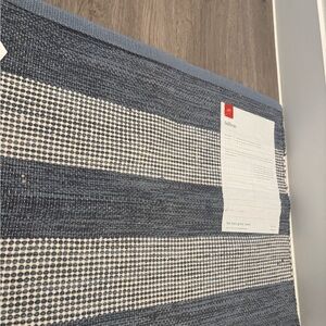 Charming Blue Farmhouse Rug White Scattered Striped Rug NWT Final Sale